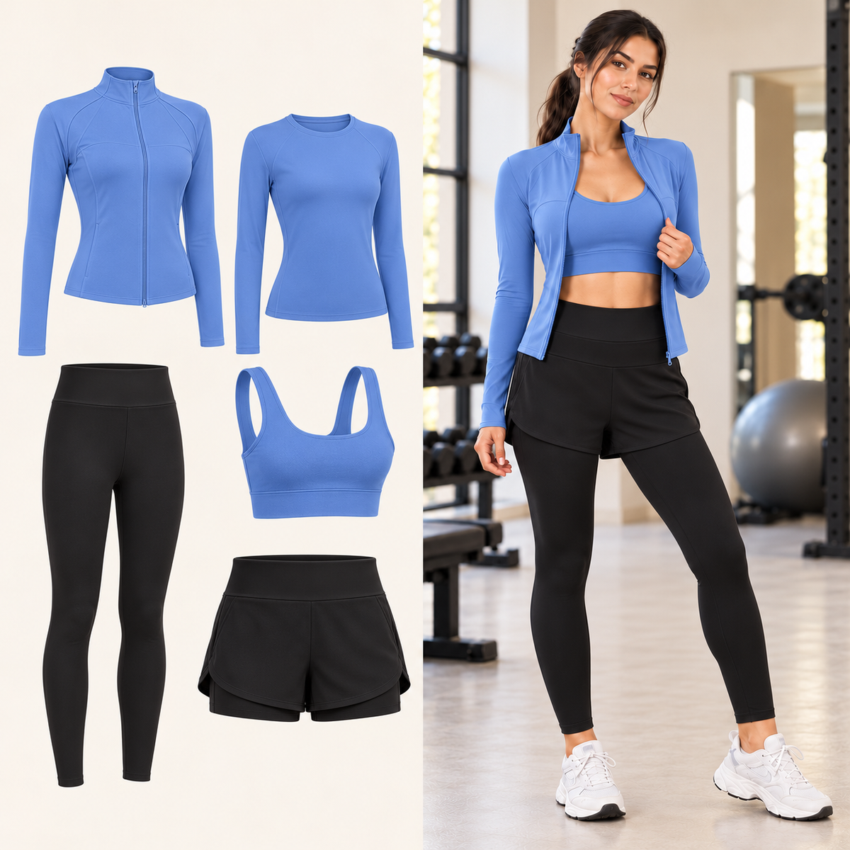 Ensemble de sport femme 5 pièces – manches longues