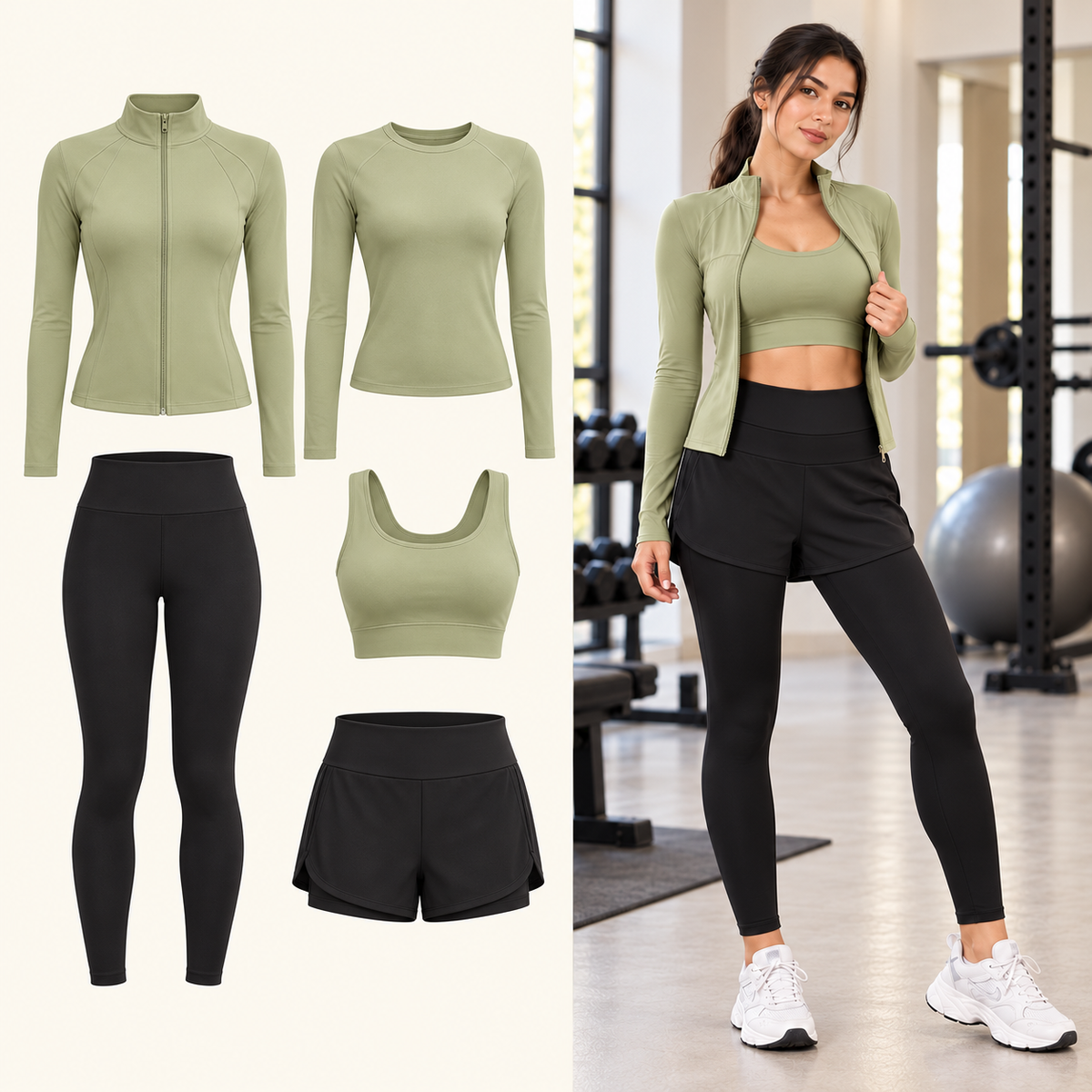 Ensemble de sport femme 5 pièces – manches longues