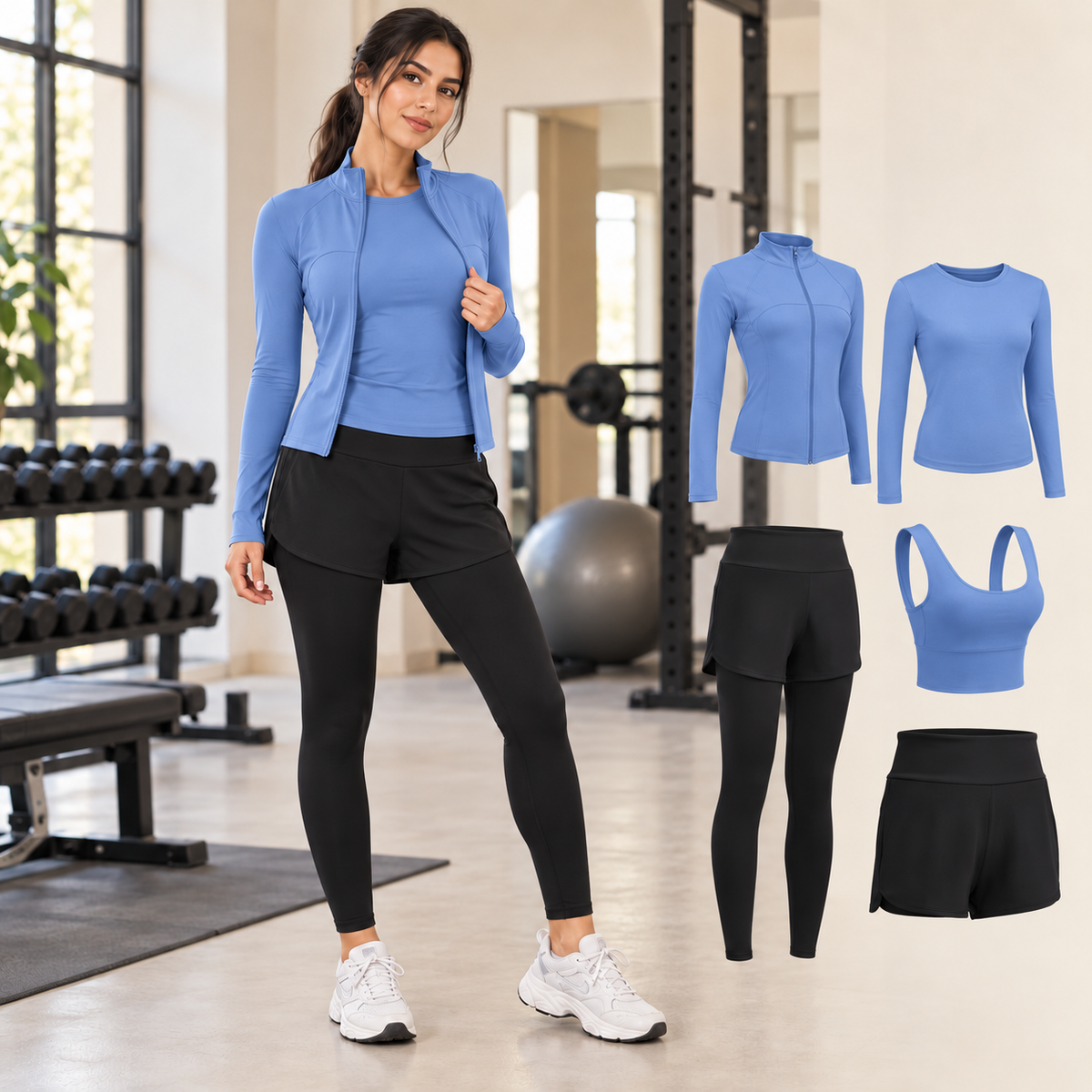 Ensemble de sport femme 5 pièces – manches longues