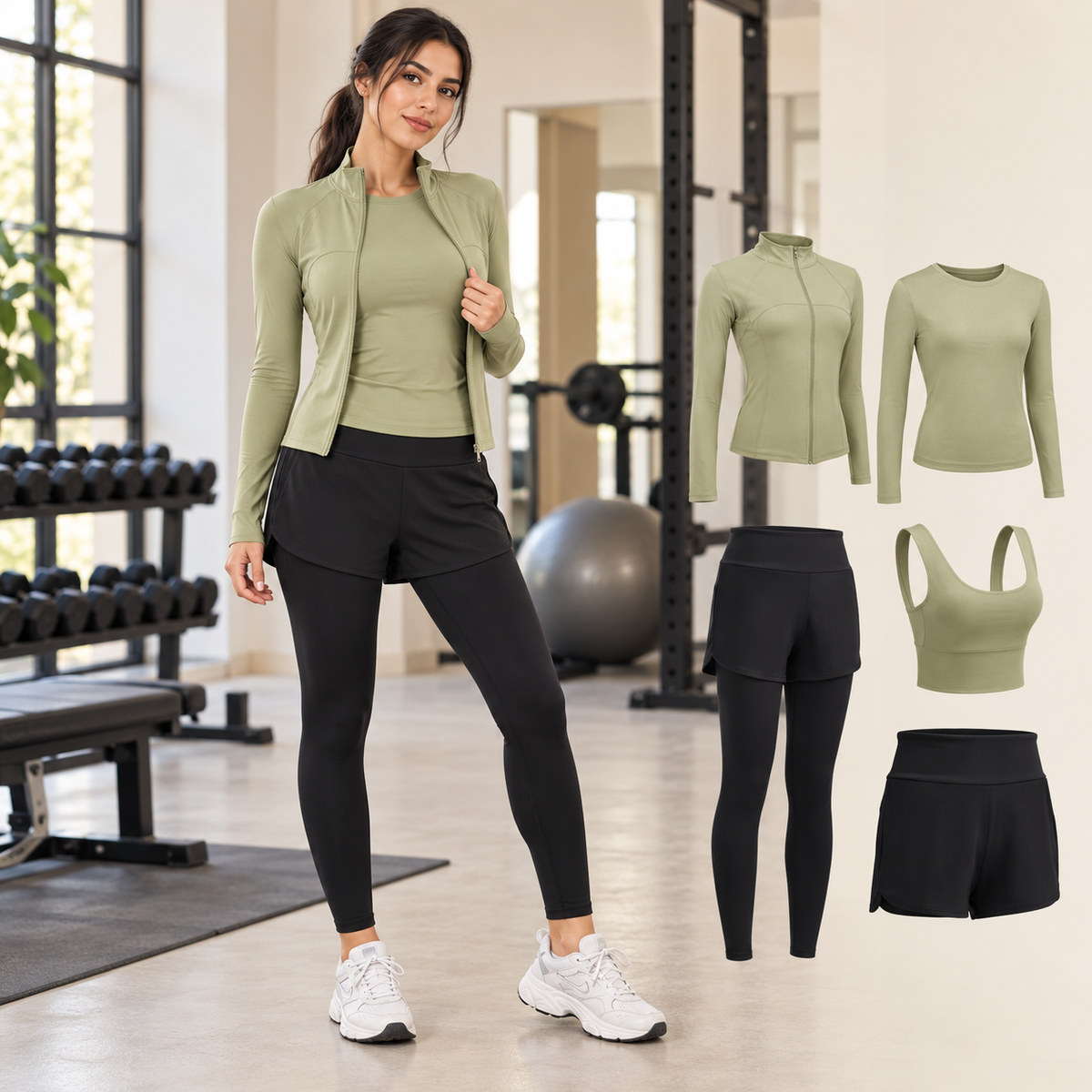 Ensemble de sport femme 5 pièces – manches longues