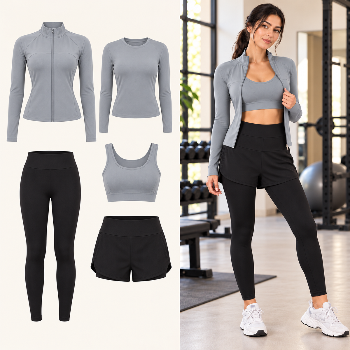 Ensemble de sport femme 5 pièces – manches longues