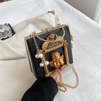 Vintage Baroque Angel Embossed Chain Crossbody Shoulder Bag