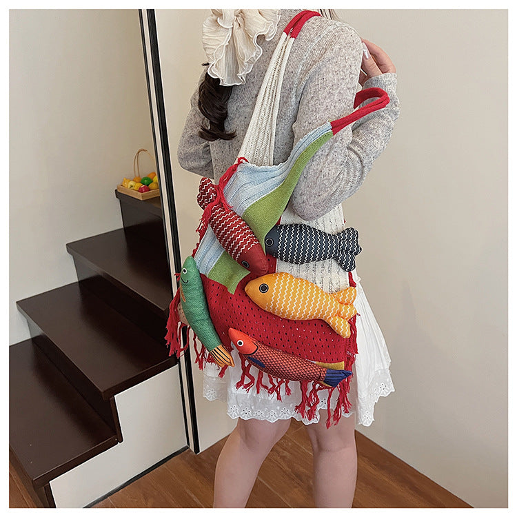 Boho Tassel Knit Tote Bag