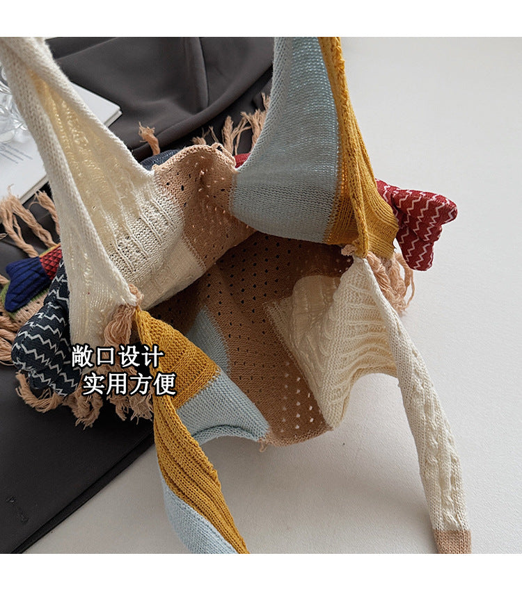 Boho Tassel Knit Tote Bag