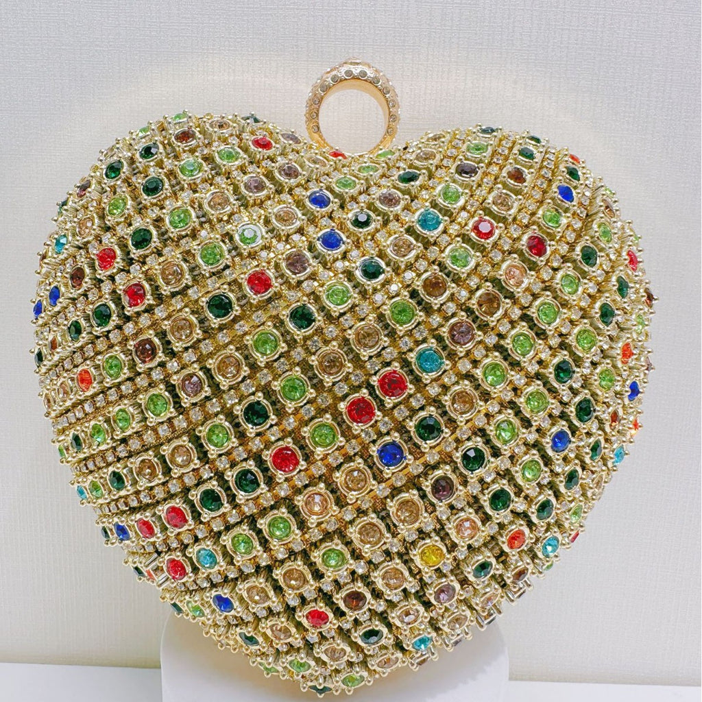 Crystal Heart Evening Clutch Bag