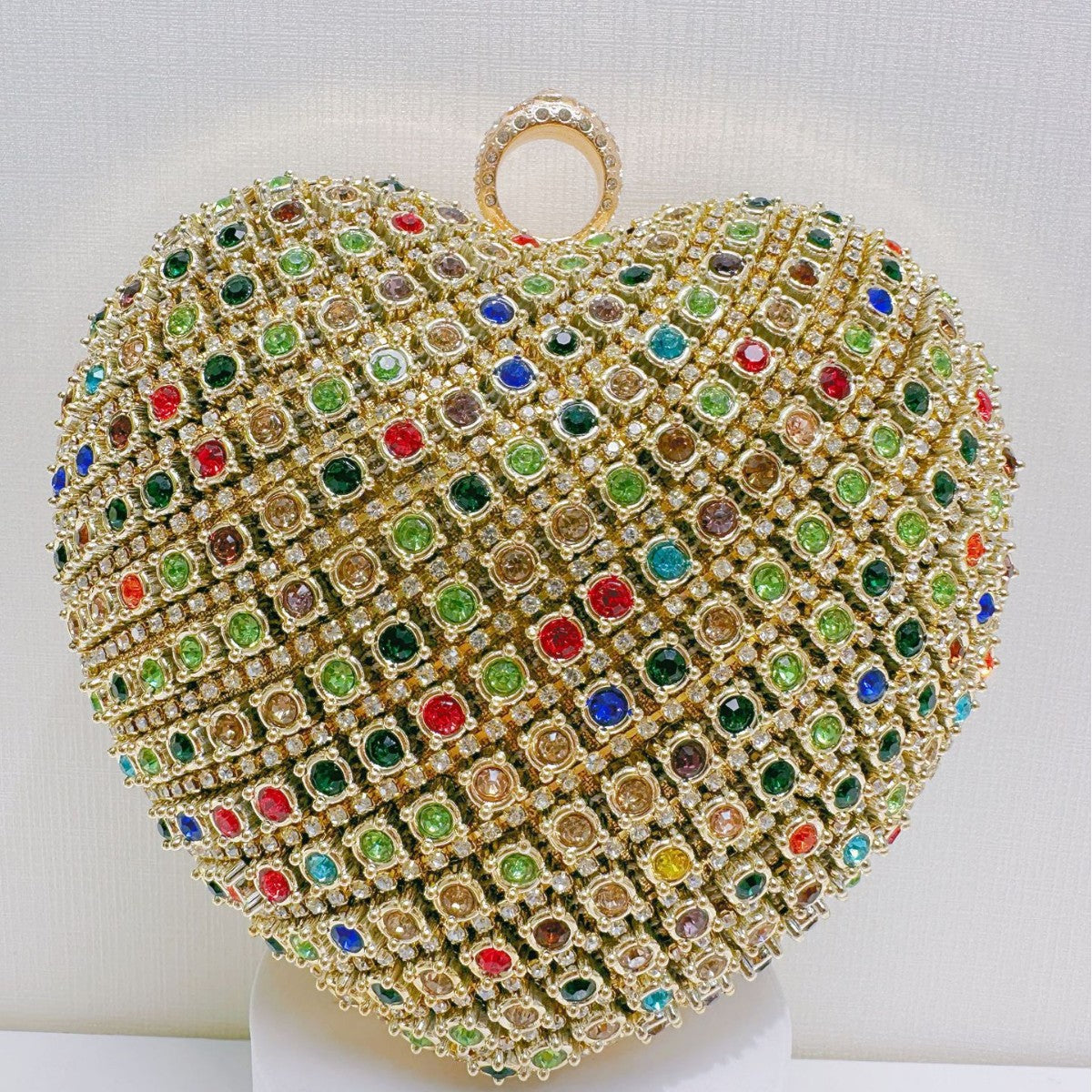 Crystal Heart Evening Clutch Bag