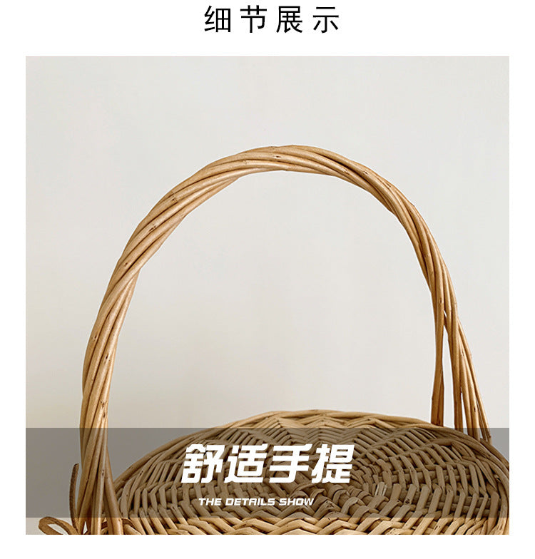 Rattan, wicker, and bamboo hand-woven French basket bag