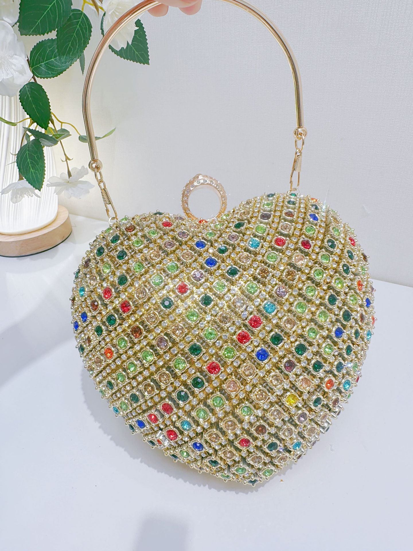 Crystal Heart Evening Clutch Bag
