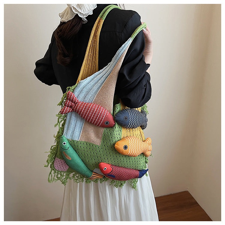 Boho Tassel Knit Tote Bag