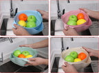 Double-Layer Fruit & Vegetable Washing Basket with Drain Tray