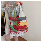 Boho Tassel Knit Tote Bag