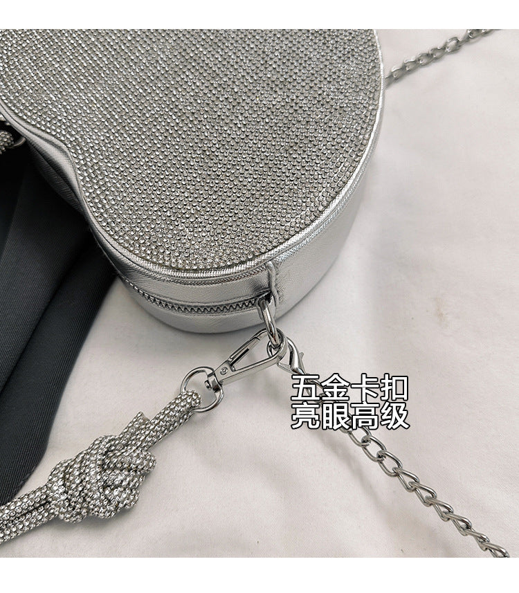 Crystal Heart Evening Crossbody Bag