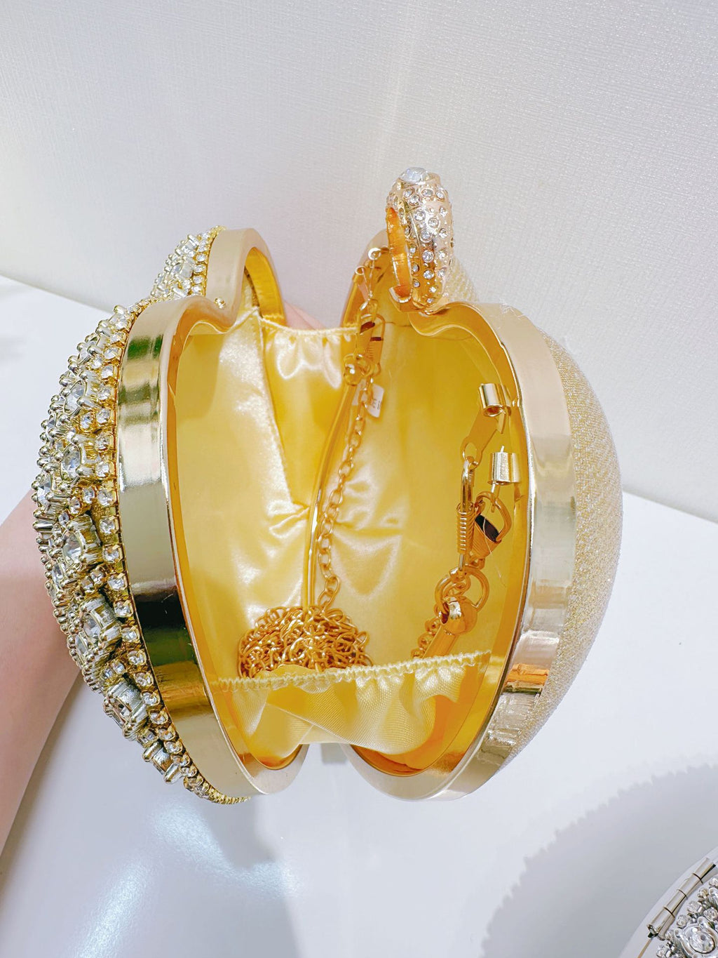 Crystal Heart Evening Clutch Bag
