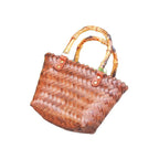 Purely handwoven vegetable basket, versatile retro bamboo portable straw bag