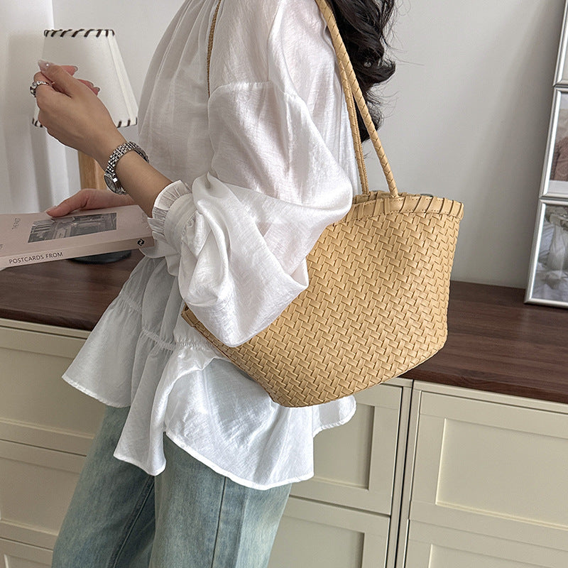 Large woven shoulder tote bag