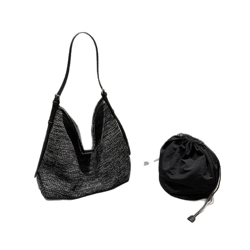 Large straw woven tote bag