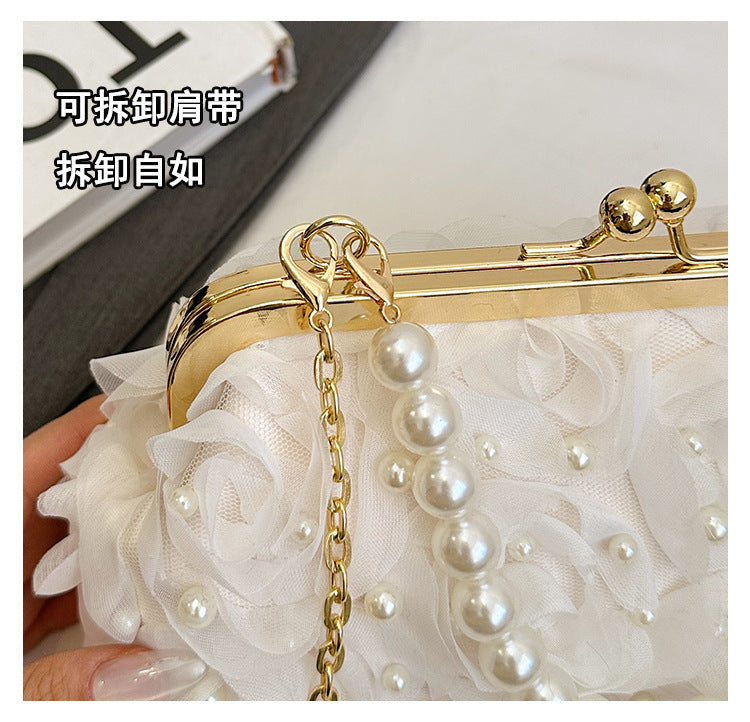 Pearl Shell Flower Evening Bag