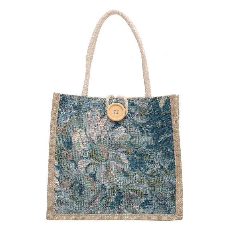 Canvas linen lunch tote bag