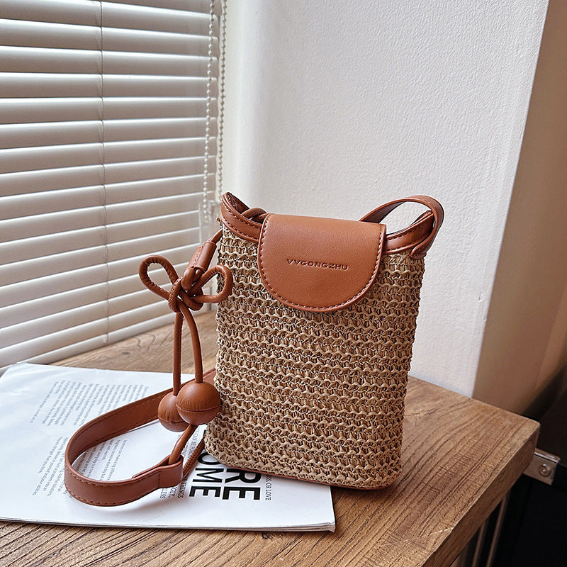 Mini woven phone crossbody bag