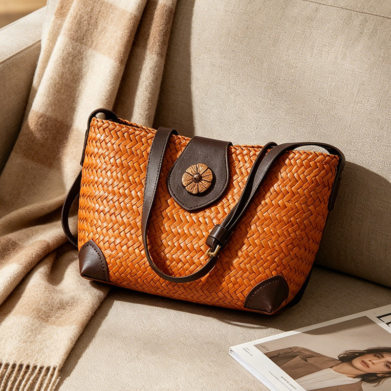 Vintage Straw Woven Crossbody Bag