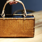 Handmade bamboo woven bag handbag storage bag