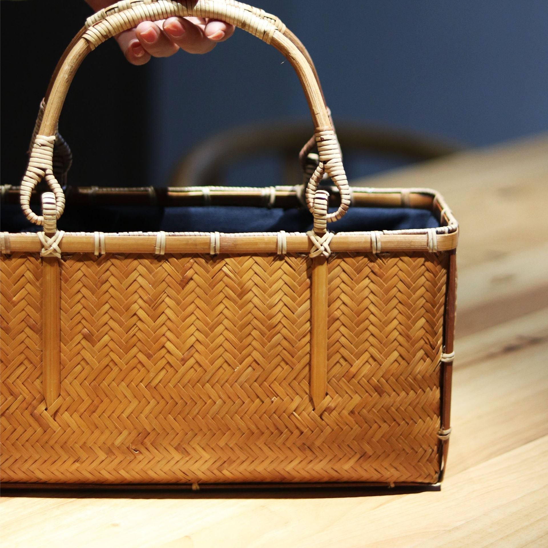 Handmade bamboo woven bag handbag storage bag