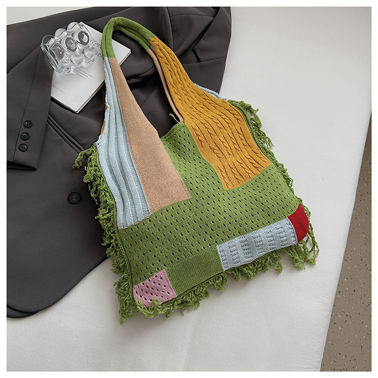 Boho Tassel Knit Tote Bag