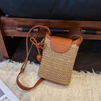 Mini woven phone crossbody bag