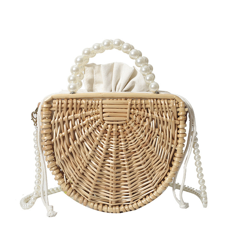 Handmade Bamboo Bag New Forest Style Woven Beaded Handbag