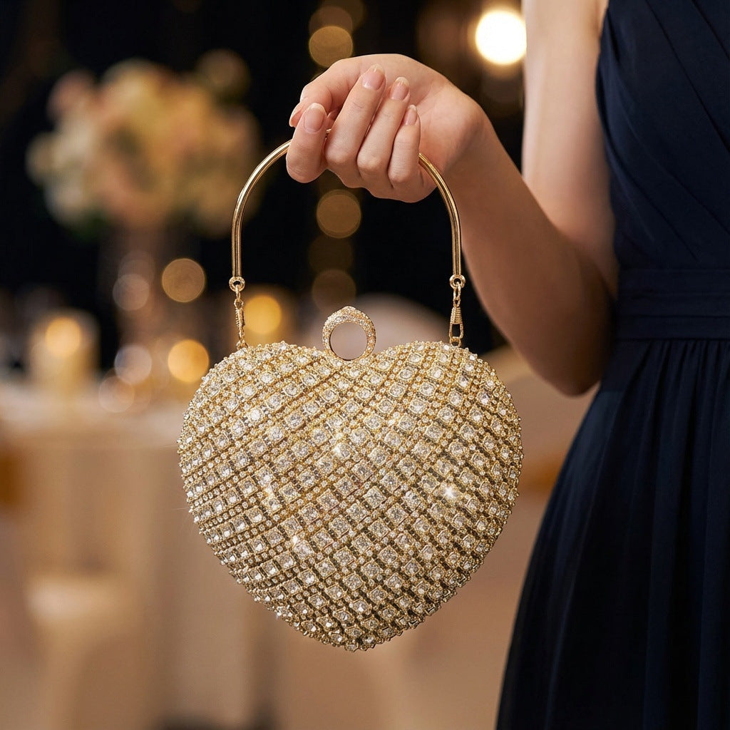 Crystal Heart Evening Clutch Bag