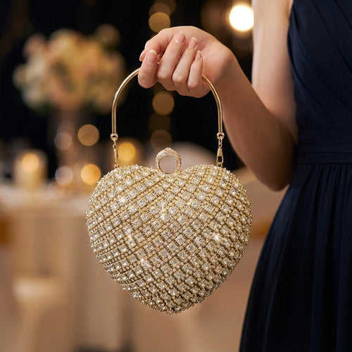 Crystal Heart Evening Clutch Bag