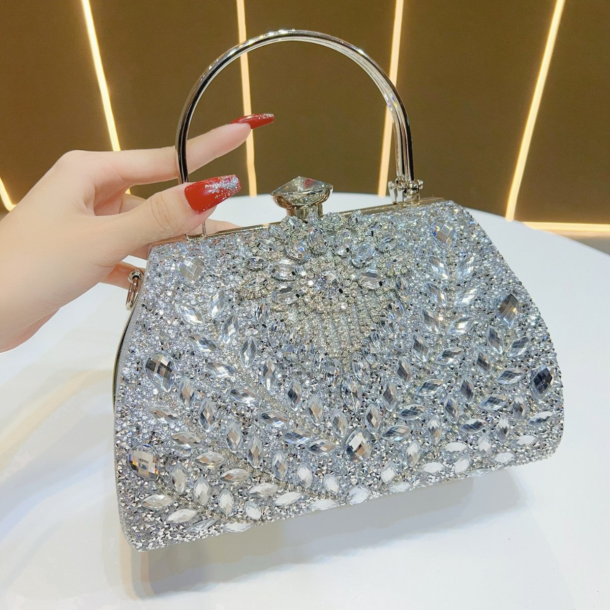 Luxury Crystal Evening Clutch Bag Sparkly Rhinestone Handbag