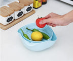 Double-Layer Fruit & Vegetable Washing Basket with Drain Tray