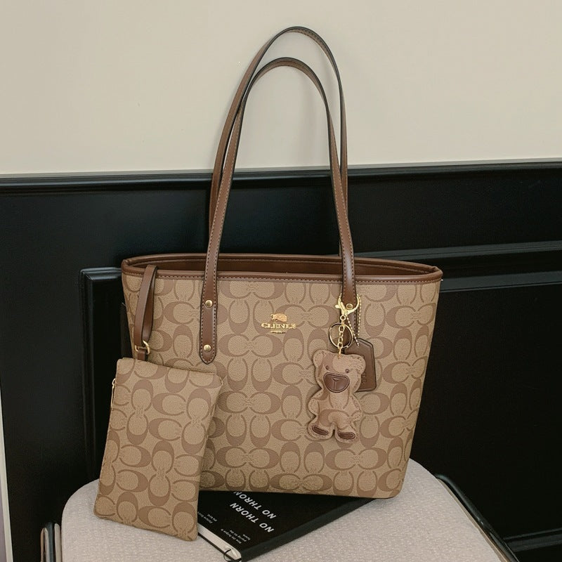 Structured shoulder tote bag with coin purse