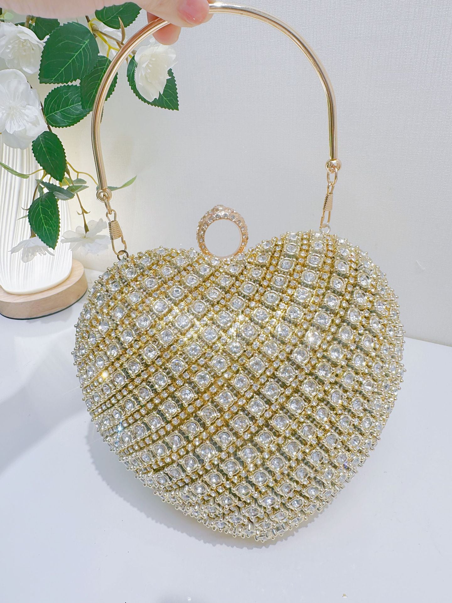 Crystal Heart Evening Clutch Bag