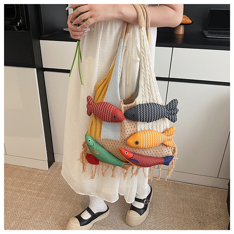 Boho Tassel Knit Tote Bag