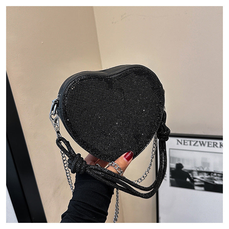 Crystal Heart Evening Crossbody Bag