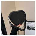 Heart-shaped crystal evening crossbody bag with chain strap