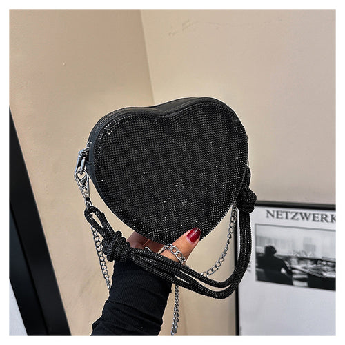 Crystal Heart Evening Crossbody Bag