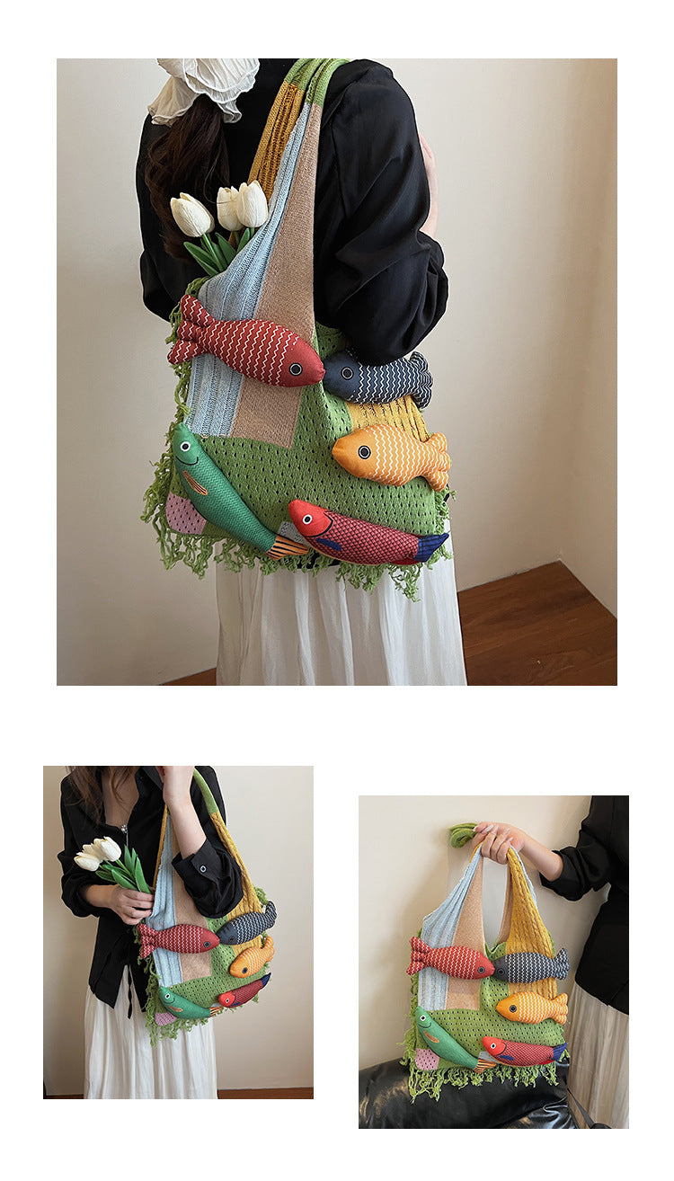 Boho Tassel Knit Tote Bag