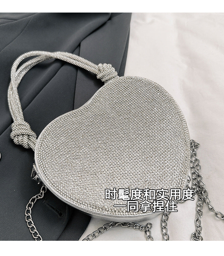 Crystal Heart Evening Crossbody Bag