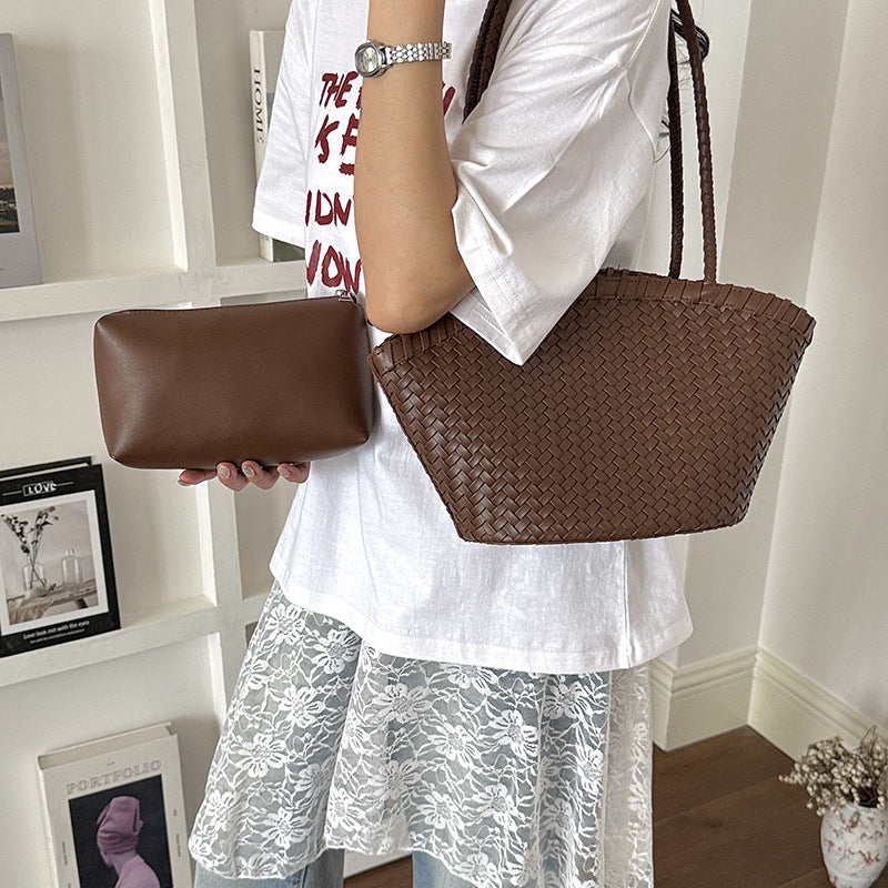 Large woven shoulder tote bag