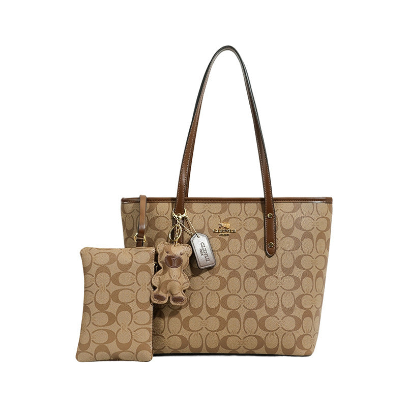 Structured shoulder tote bag with coin purse