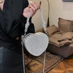 Crystal Heart Evening Crossbody Bag