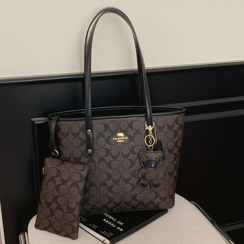 Structured shoulder tote bag with coin purse