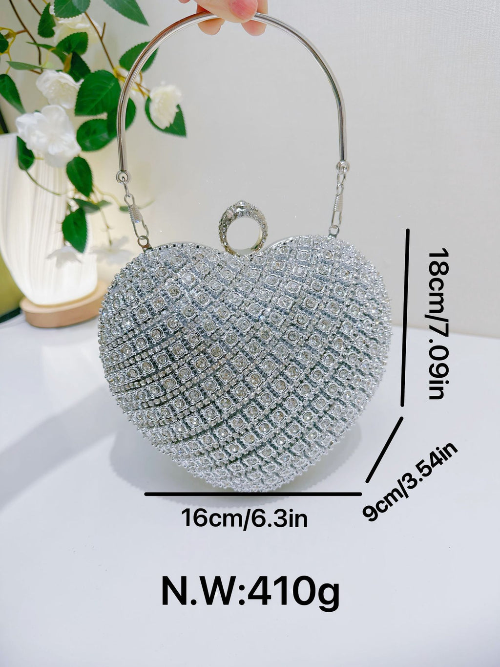 Crystal Heart Evening Clutch Bag