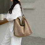 Large straw woven tote bag
