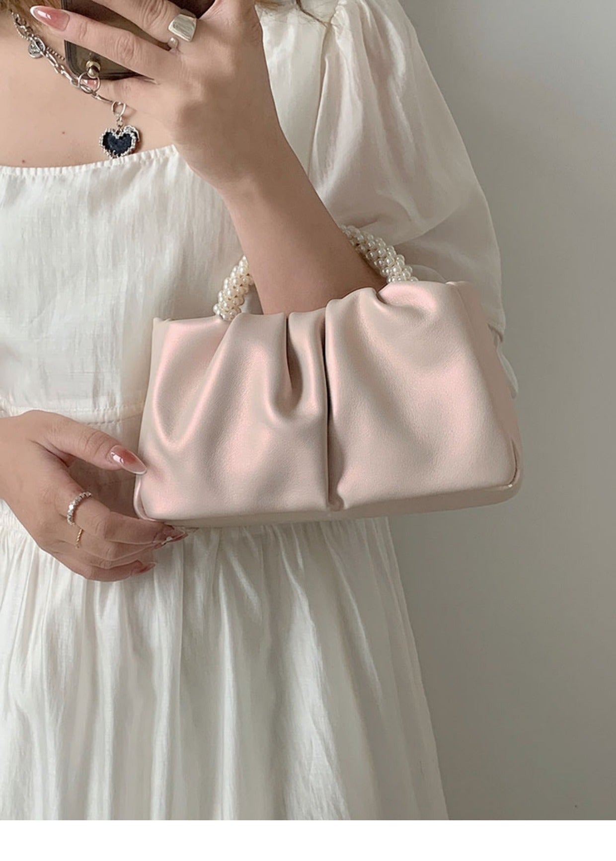 Pearl Ruched Mini Handbag