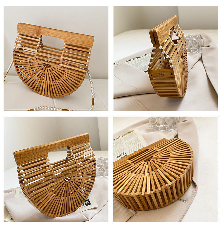 Pearl Woven Bamboo Handbag