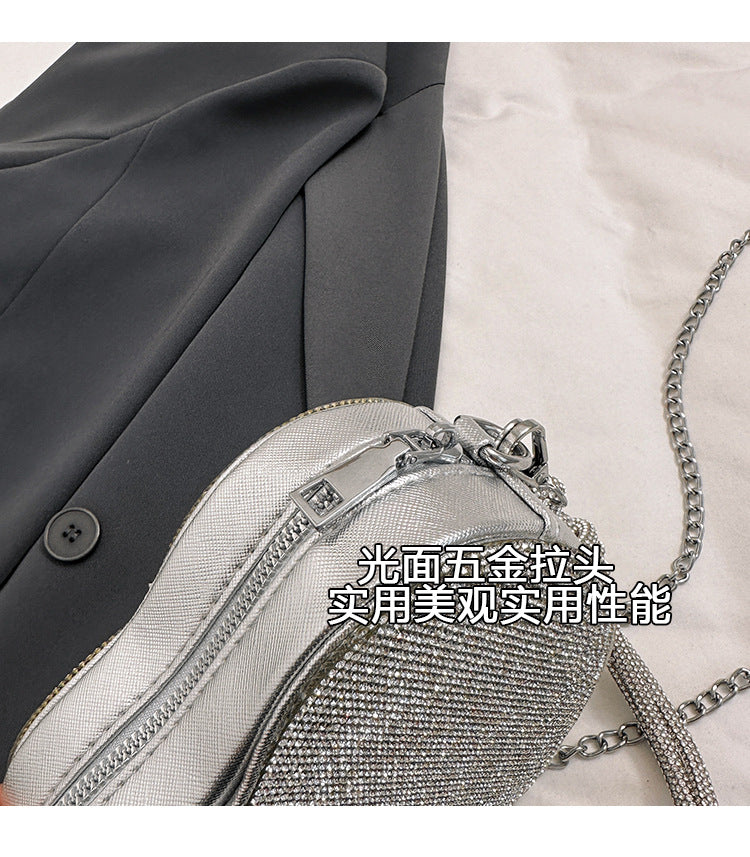 Crystal Heart Evening Crossbody Bag